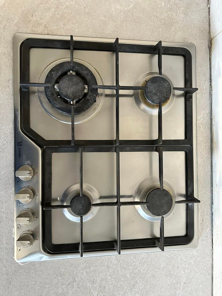 M-System 4-pits gasfornuis, Ophalen, Gebruikt, 4 kookzones, Inbouw