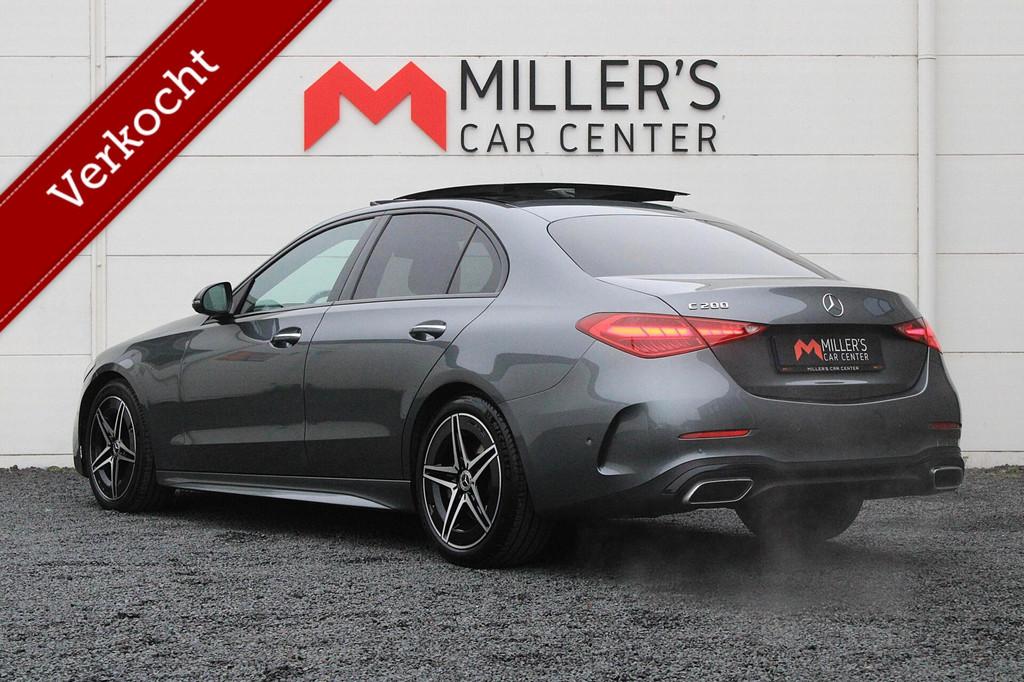 Mercedes C-klasse 200 AMG DEALER OH PANO CAM MEMORY SFEERVER, Achterwielaandrijving, 4 cilinders, Met garantie (alle), Bedrijf