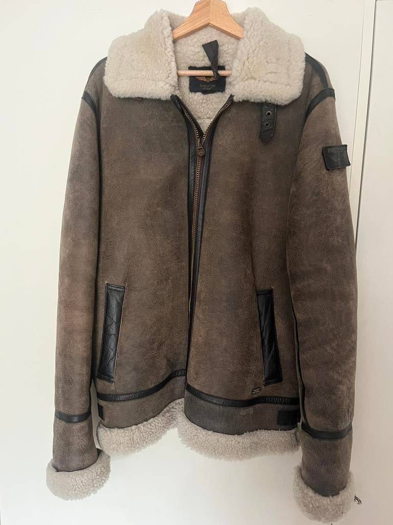 PME Legend lammy pilotenjack leren jas maat L lammycoat, Ophalen of Verzenden, Zo goed als nieuw, Maat 52/54 (L), Bruin