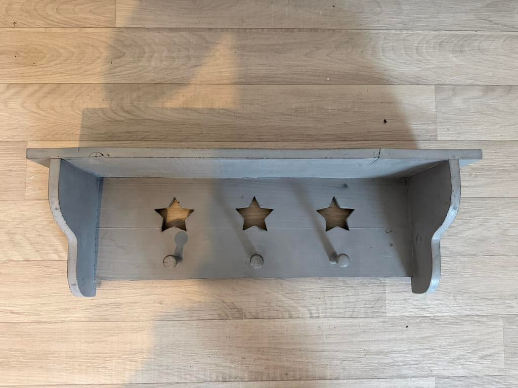 Wandplank hout met kapstok kinderkamer 60cm, Gebruikt, Minder dan 100 cm, Hout, Ophalen