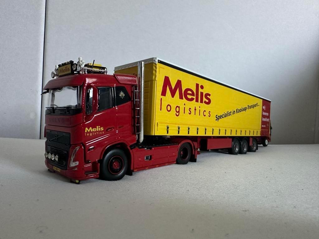 Tekno Volvo FH 5 Melis Transport met Meeneemheftruck, Overige merken, 1:50 of kleiner, Ophalen of Verzenden, Zo goed als nieuw
