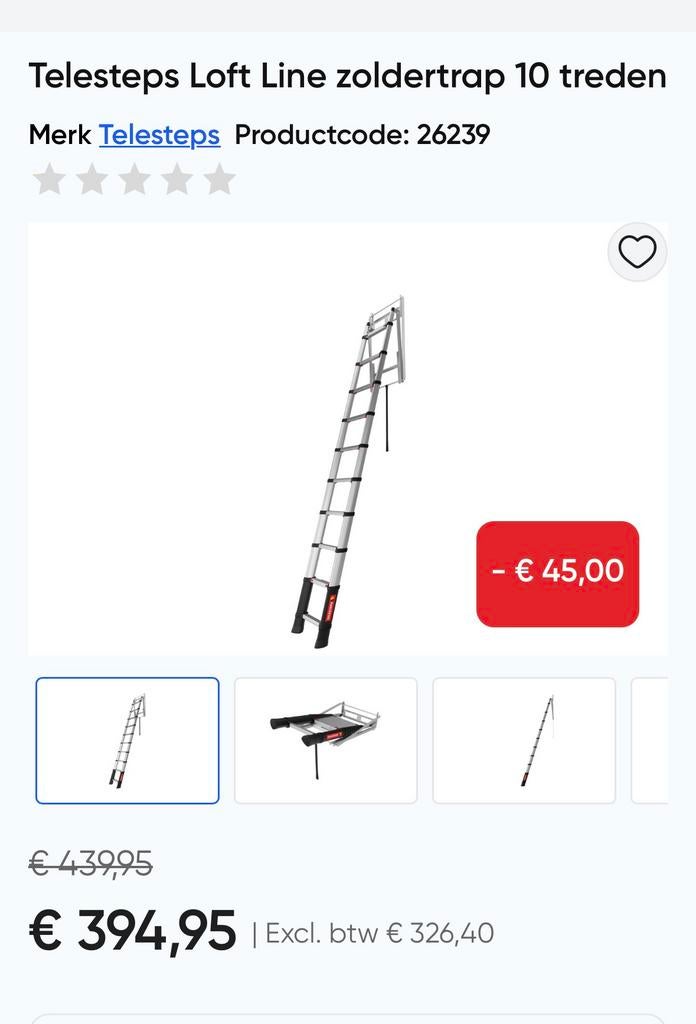 Telesteps loftline maxi 10 vlizotrap vliering - Nieuw, Trap, Nieuw, Ophalen of Verzenden, Opvouwbaar of Inschuifbaar