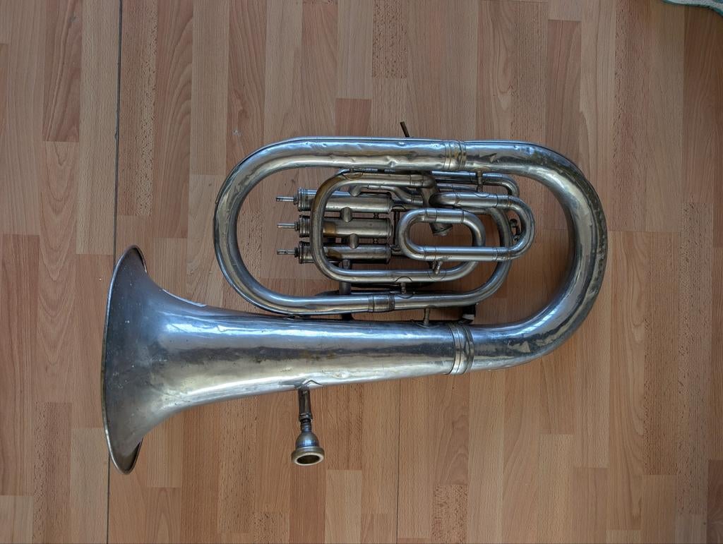 Euphonium met mondstuk - Belgische vlag, Ophalen, Gebruikt, Koperblazer