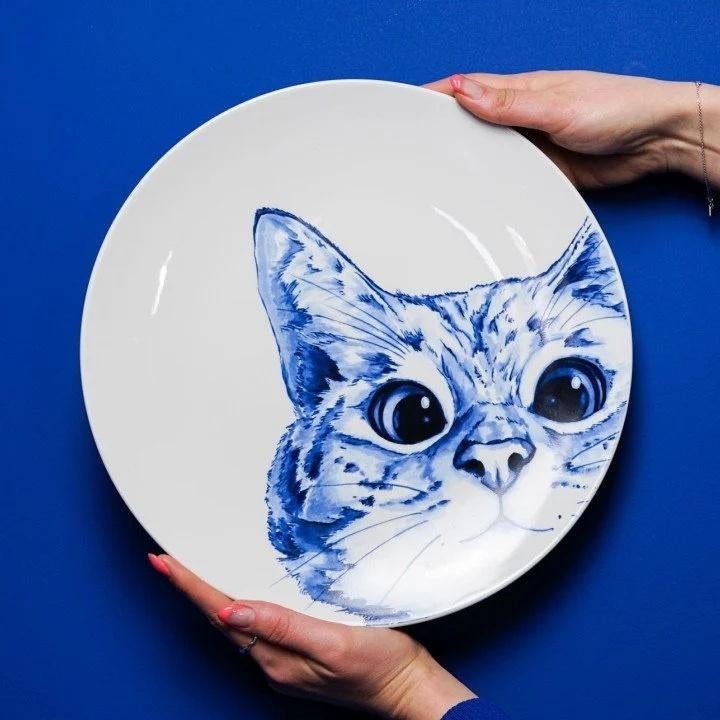 Wandbord poes - bosvogels - konijn - geit Delfts Blauw, -, -, Ophalen of Verzenden, Heinen Delfts Blauw