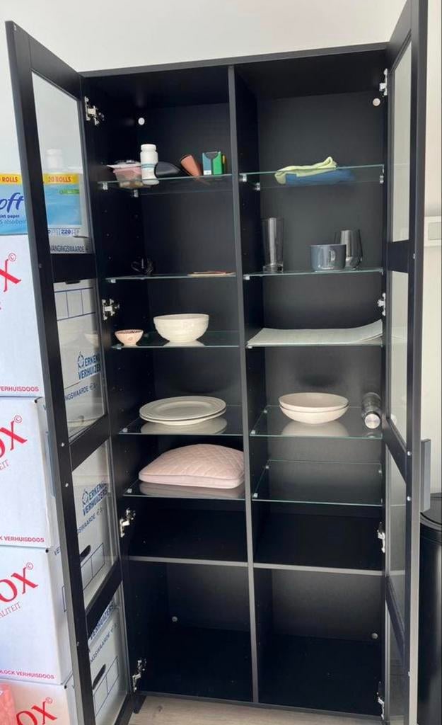 IKEA BRIMNES Vitrinekast zwart 80x190 cm, Ophalen, Zo goed als nieuw
