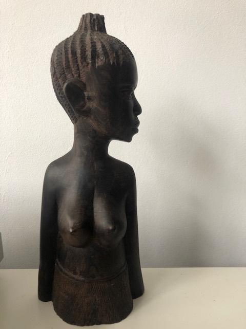 Oud hand Gesneden Hout Afrikaanse vrouwenbuste, Ophalen of Verzenden
