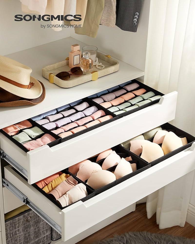 SONGMICS Lade-organizer Set van 8 voor Ondergoed, Zwart, Huis en Inrichting, Kasten | Ladekasten, Ophalen, Overige materialen