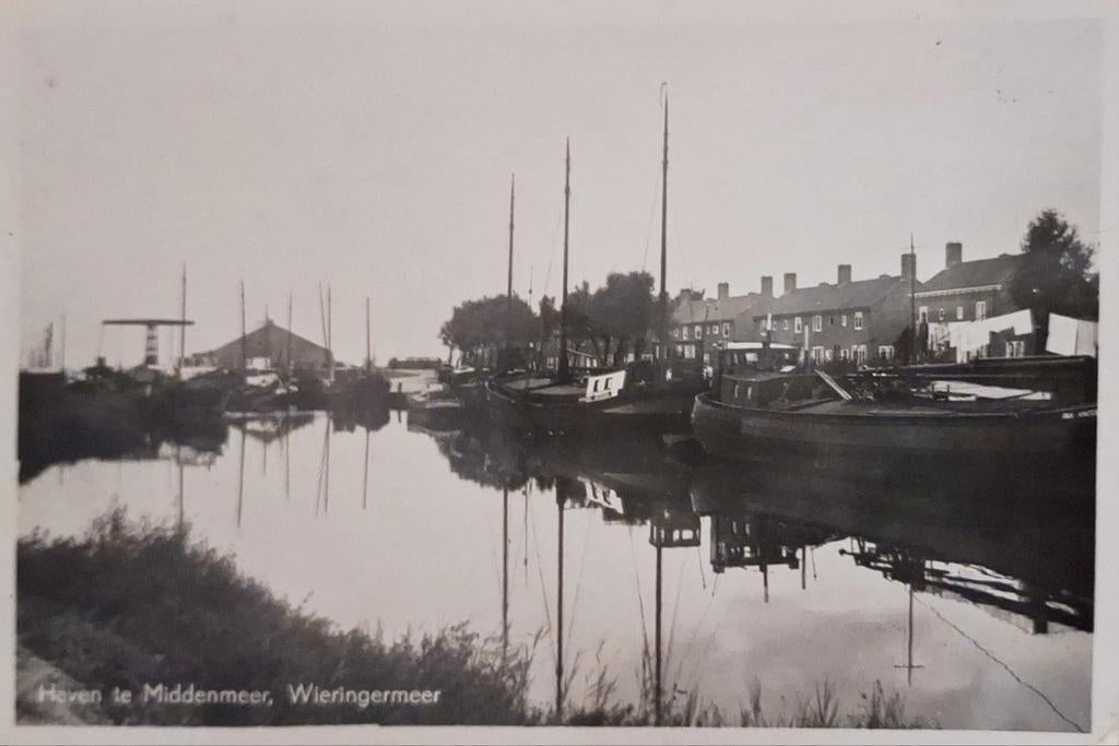 Fotokaart Wieringermeer - Haven te Middenmeer - 1949, Ophalen of Verzenden, 1940 tot 1960, Gelopen, Noord-Holland