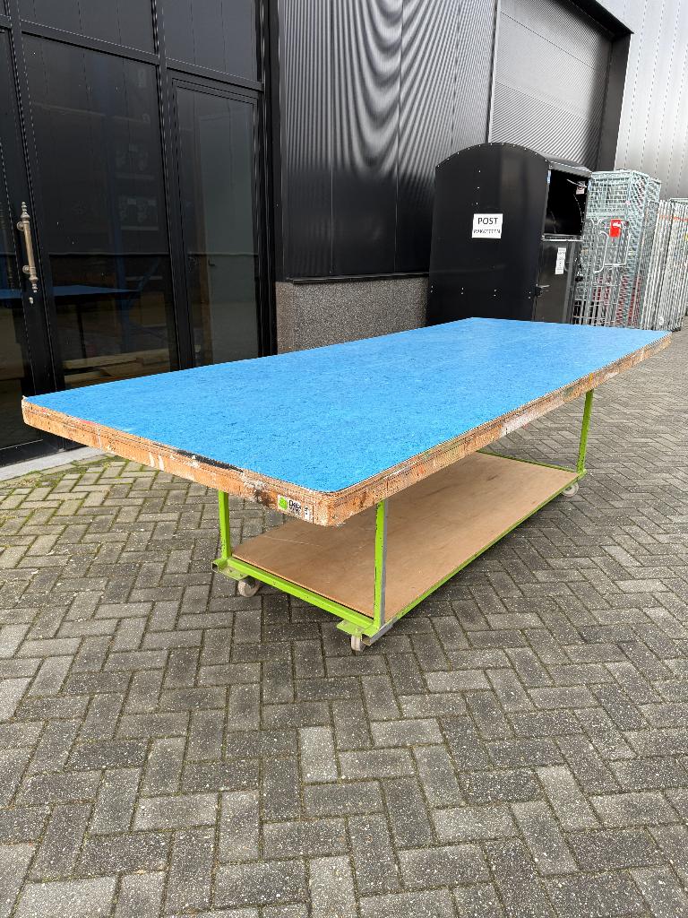 Grote verrijdbare werktafel werkbank tafel wielen wieltjes, Ophalen, Gebruikt, 170 cm of meer