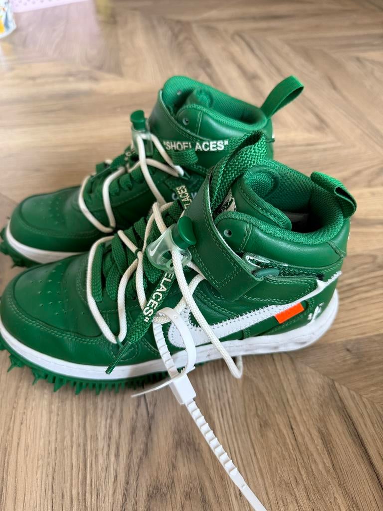 Off-White x Nike Air Force 1 Mid Pine Green 36,5, Ophalen of Verzenden, Gedragen, Overige kleuren, Sneakers of Gympen