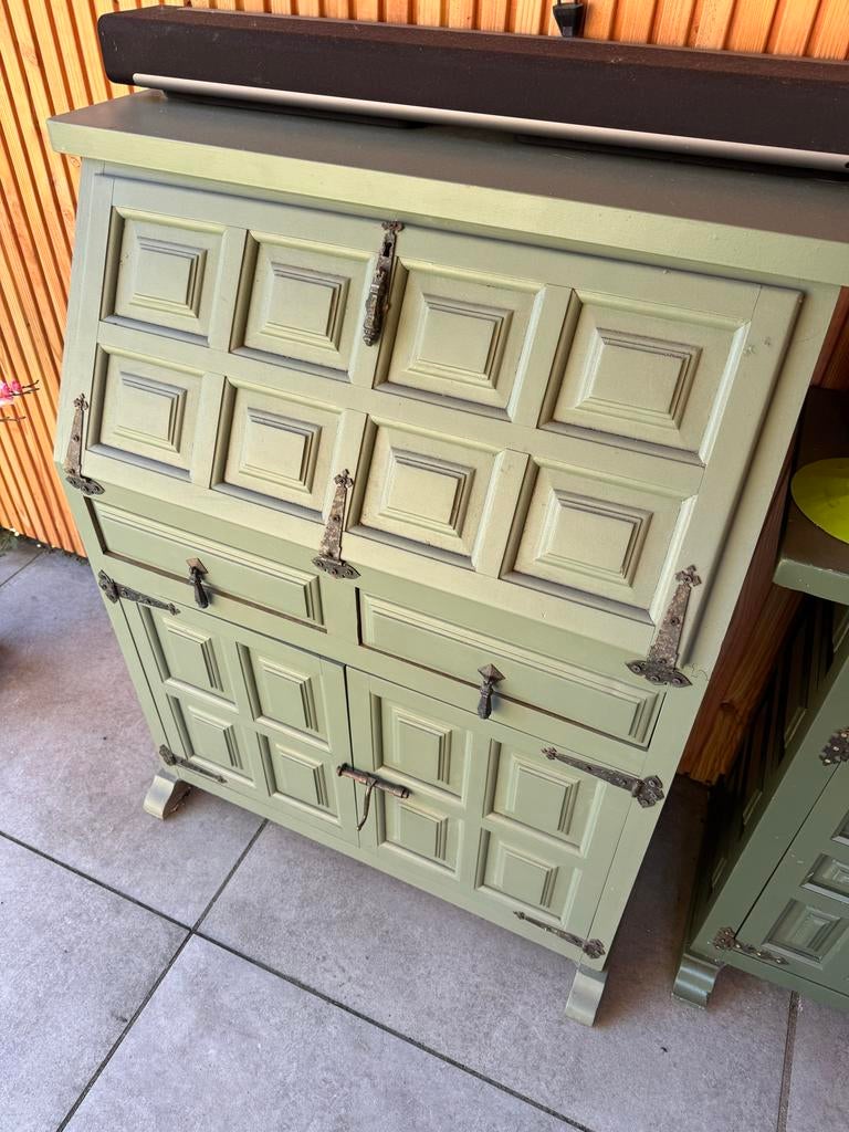 Uniek groen secretaire bureau voor de liefhebber, Huis en Inrichting, Kasten | Secretaires, Gebruikt, Ophalen