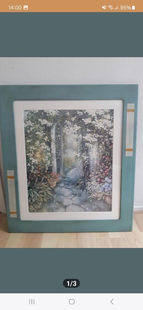 schilderij tuin, Gebruikt, Ophalen of Verzenden, Schilderij, 75 cm of meer