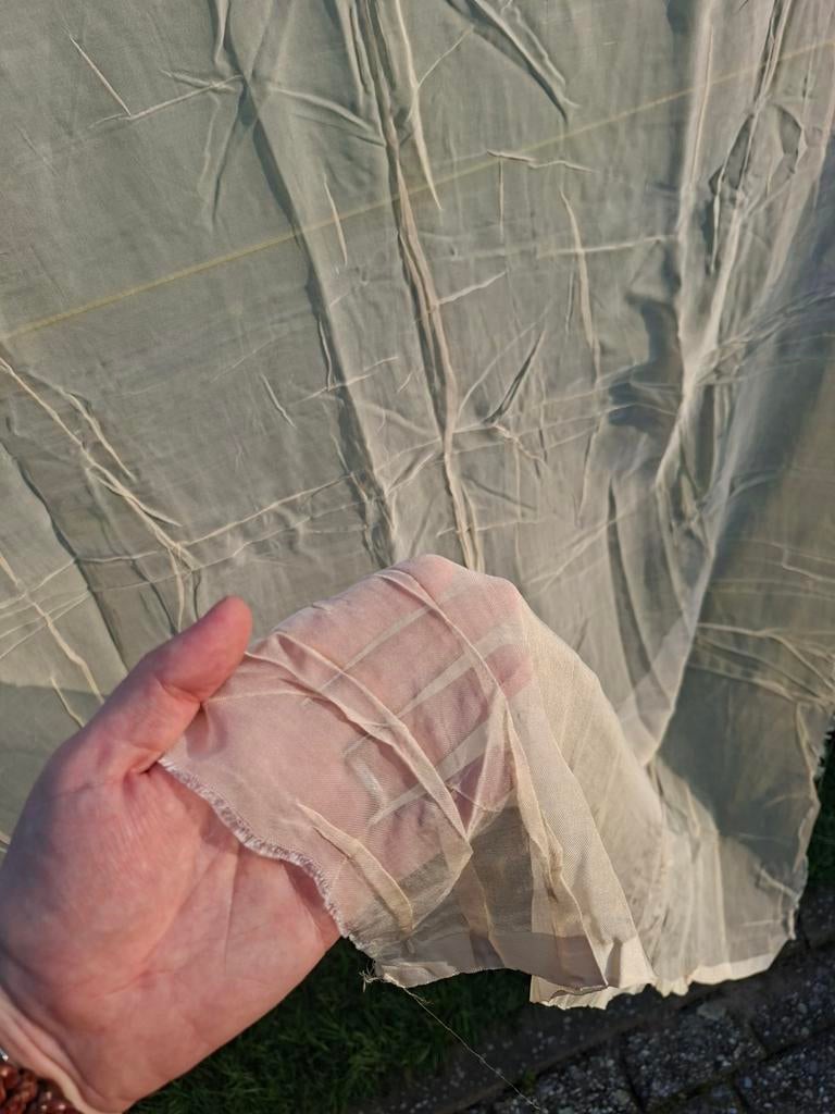 Oud stuk vitrage champagnekleur, Ophalen of Verzenden