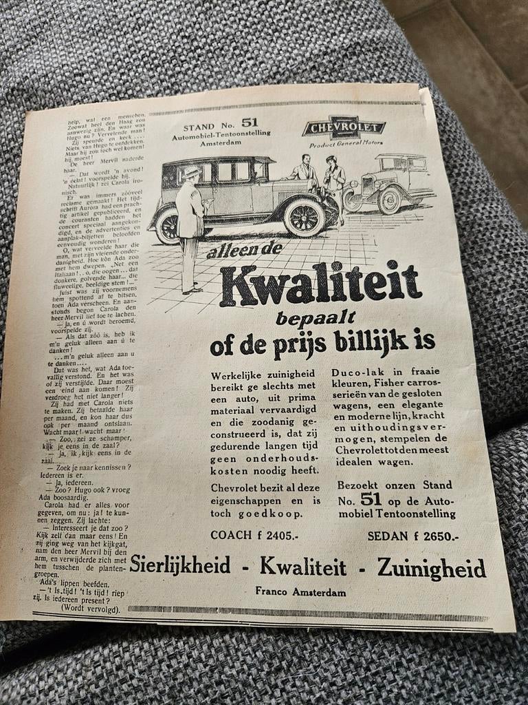 Chevrolet oude advertentie, Ophalen of Verzenden