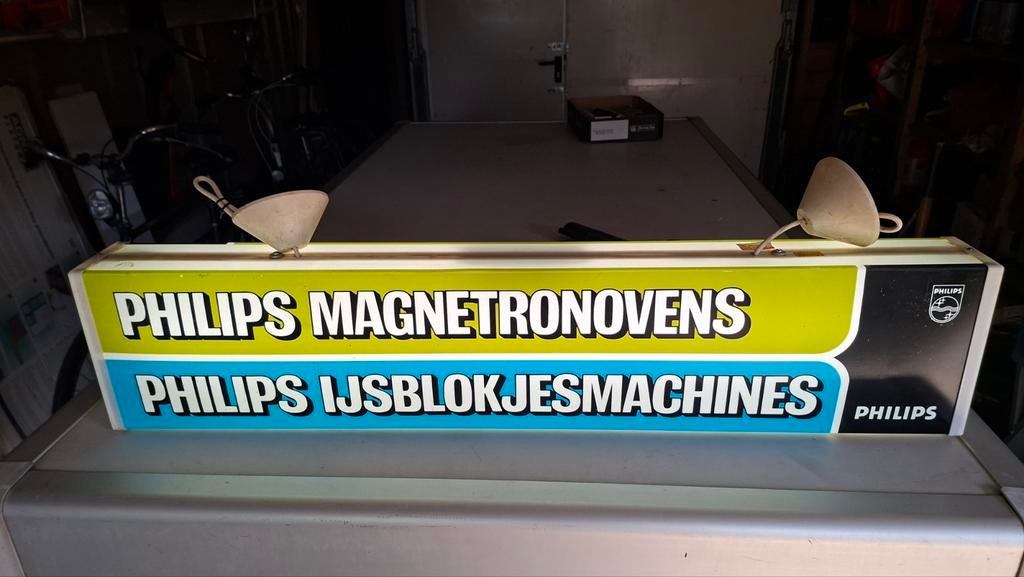 Oude reclame lichtbak Philips, Verzamelen, Ophalen, Gebruikt
