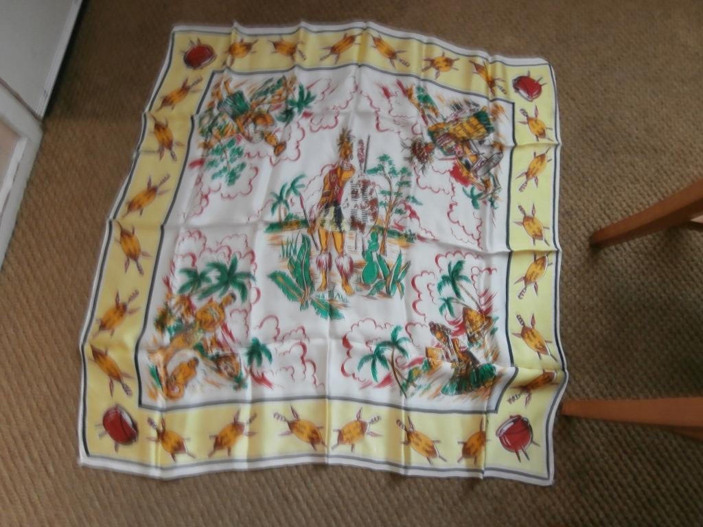 Antieke sjaal kleed tafelkleed souvenir indianen Amerika ret, Ophalen of Verzenden