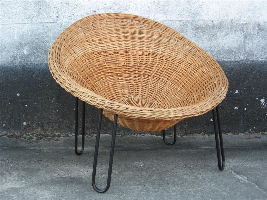 Fauteuil '60s ( riet ) Retro/Vintage/Design, Ophalen, Gebruikt, Vintage, 75 tot 100 cm