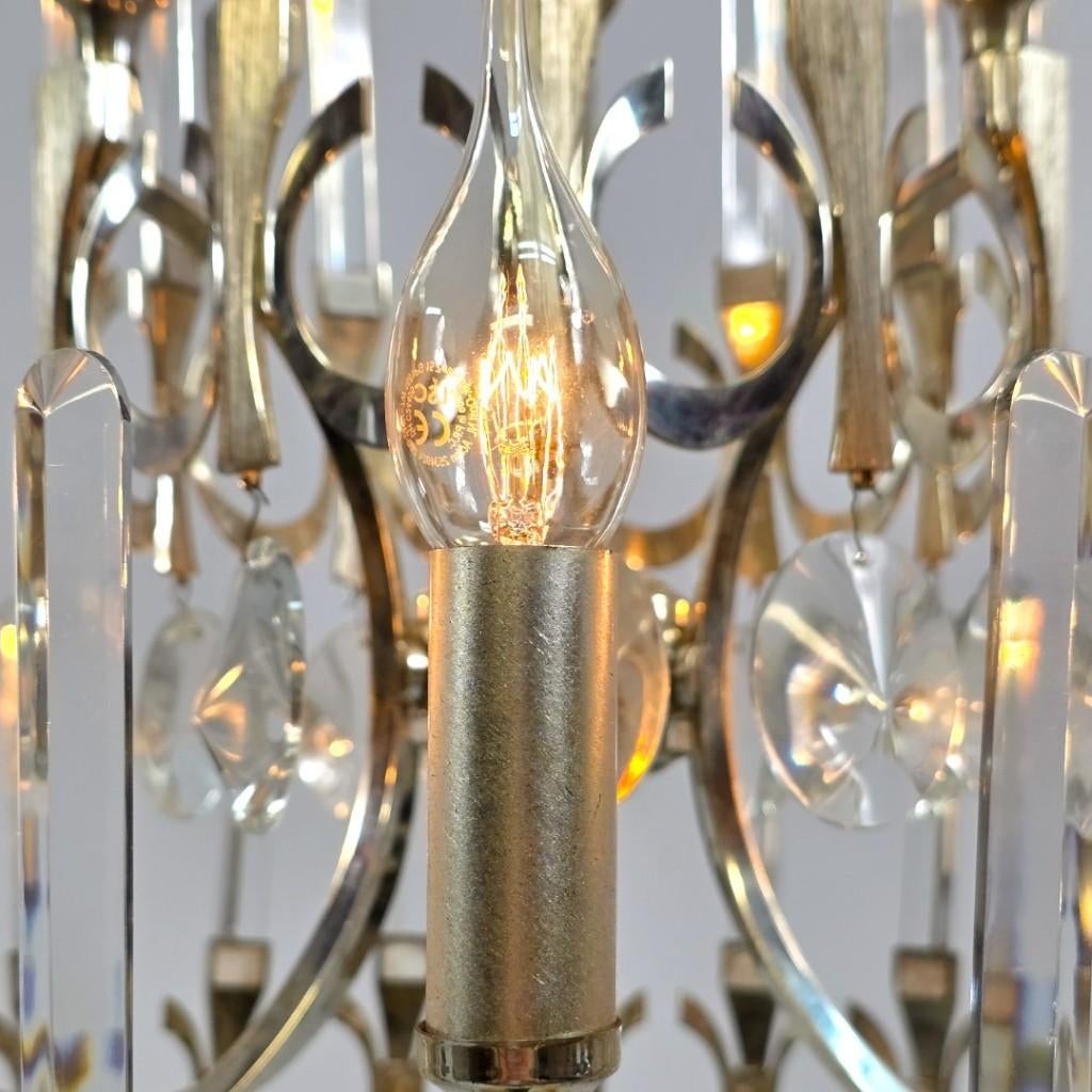 Sciolari ovali kroonluchter 60s chrome met glas Italiaans, Ophalen of Verzenden, Gebruikt, Glas