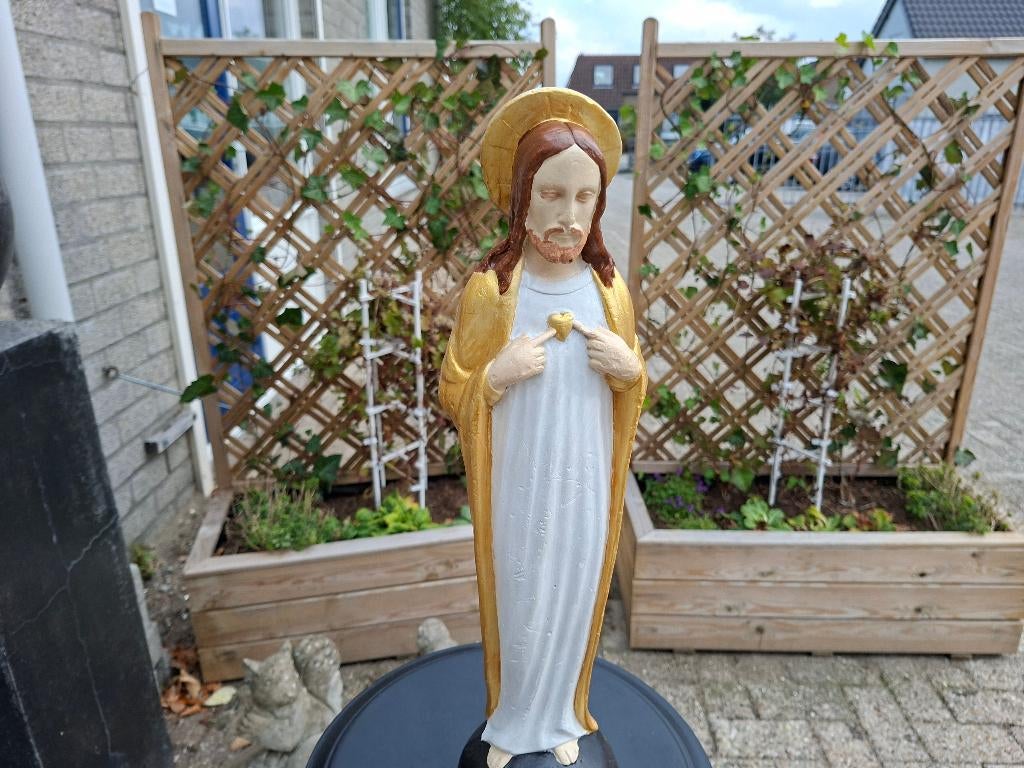 antiek heilige beeld jezus heilig hart, Antiek en Kunst, Ophalen of Verzenden