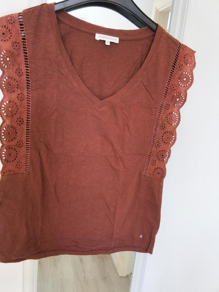 TRAMONTANA T-SHIRT BRUIN XS/S, Ophalen of Verzenden, Maat 34 (XS) of kleiner, Bruin, Lange mouw