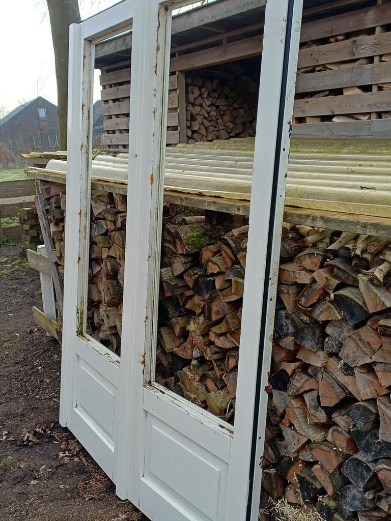 Massief Merantie openslaande deuren met HR++ glas, Doe-het-zelf en Verbouw, Ophalen, 120 cm of meer, 215 cm of meer, Glas