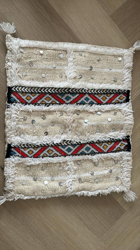 Marokkaans Marrakech kussenhoes, Huis en Inrichting, Woonaccessoires | Kussens, Ophalen of Verzenden, Gebruikt, Wit, Vierkant