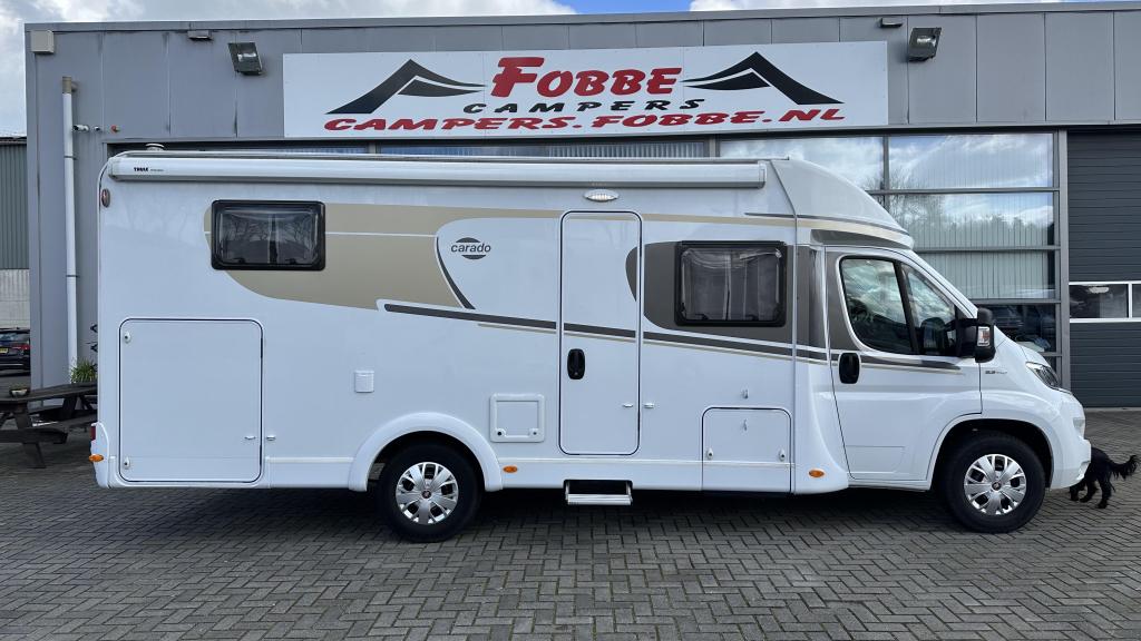 TOPstaat 4 persoons Carado T448 '20 2.3Mj 140pk 80dkm, Ringverwarming, Fiat, Koelkast, Bedrijf