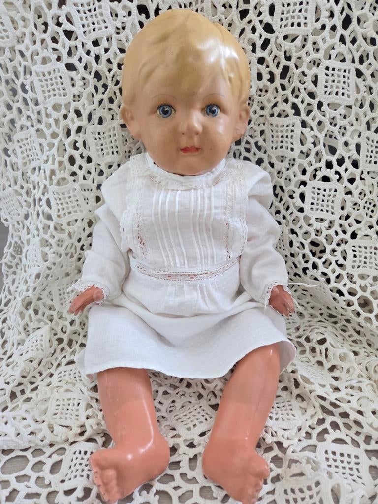 Antieke Wildebras Pop - Papier-maché - Vintage Speelgoed, Verzamelen, Ophalen of Verzenden, Gebruikt, Pop