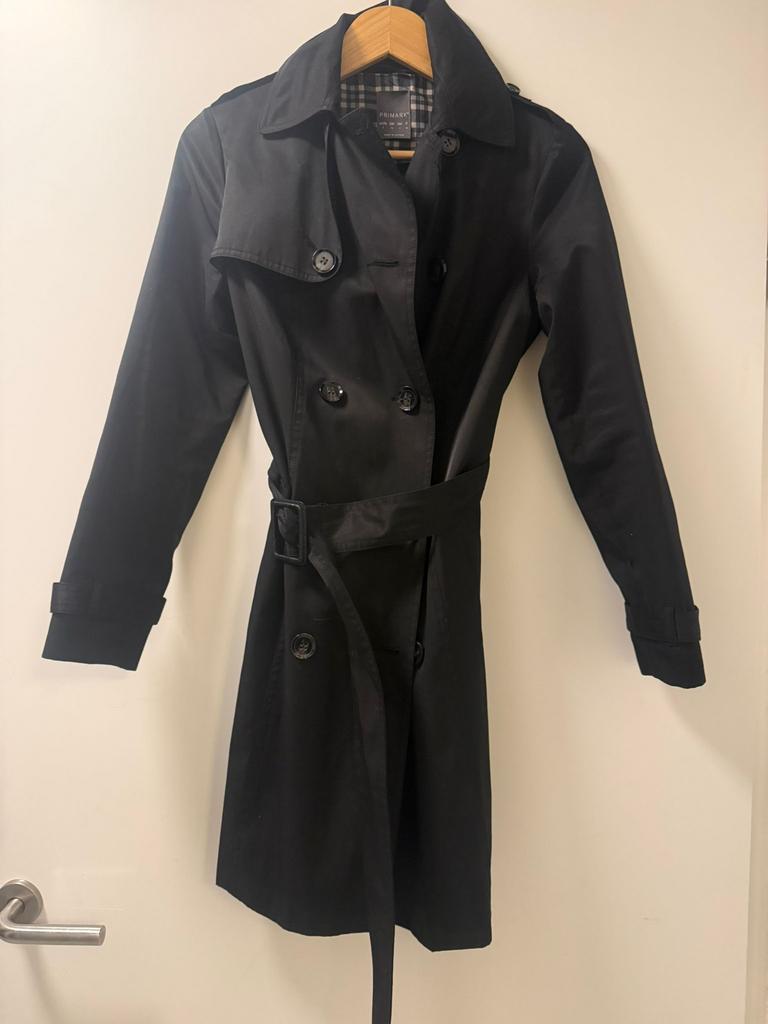 Trench coat maat S dames, Kleding | Dames, Jassen | Zomer, Ophalen, Zo goed als nieuw, Maat 36 (S), Zwart