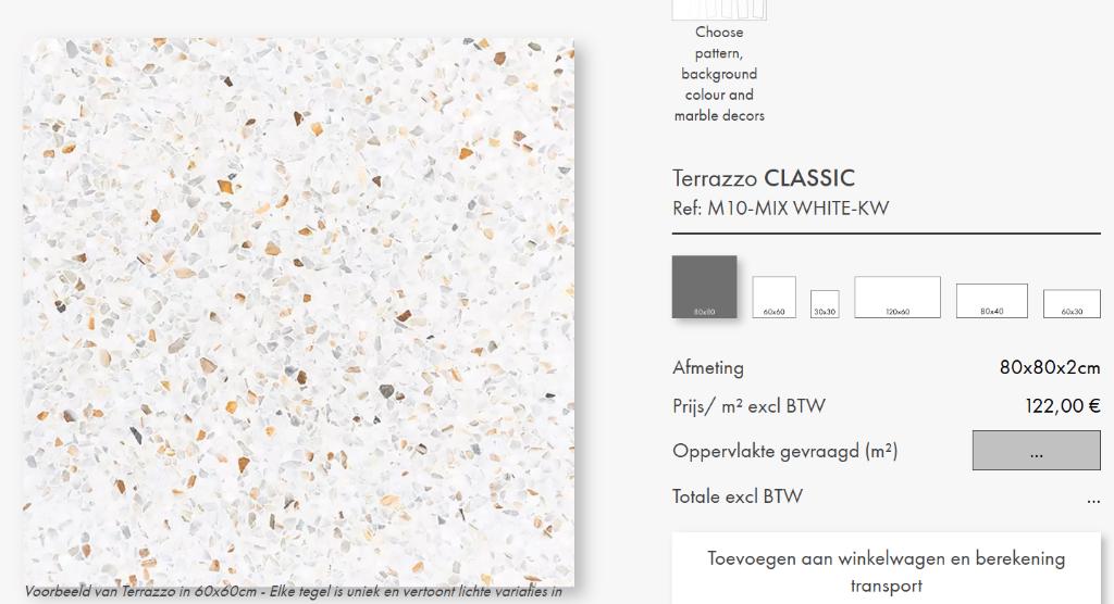 Terrazzo vloertegels 13,44m2 (80x80x2cm, 21 x), Doe-het-zelf en Verbouw, Tegels, Ophalen, 60 cm of meer, Nieuw, 10 m² of meer