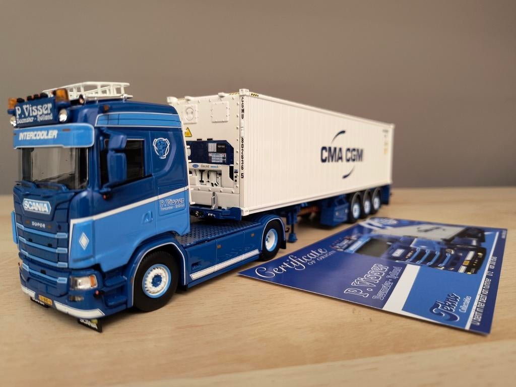 Tekno Scania Peter Visser, Hobby en Vrije tijd, Modelauto's | 1:50, Ophalen of Verzenden, Zo goed als nieuw, Bus of Vrachtwagen