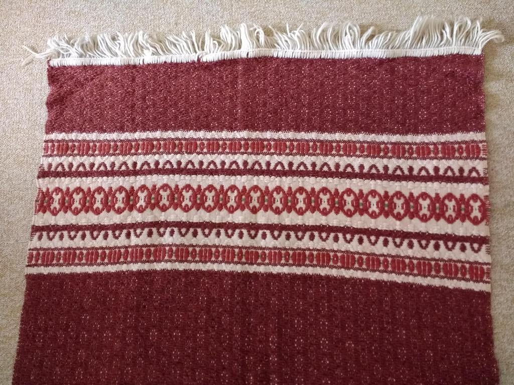 Vintage bruin tafelkleed van jaren 50 of ouder met motief, Ophalen of Verzenden, Gebruikt, Rechthoek, Binnen