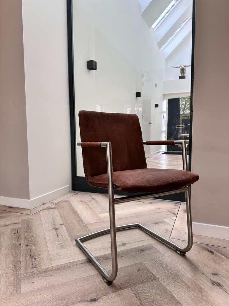 Zes bruin nubuck lederen Henders & Hazel design stoelen, Ophalen, Nubuck, Bruin, Niet opgegeven