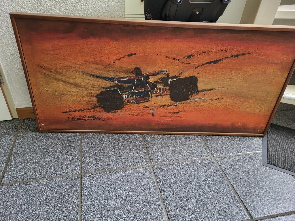 Abstract Schilderij: Raceauto in de Woestijn, Ophalen