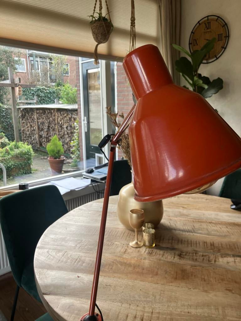 Art Deco Oranje Bureaulamp - Vintage Stijl €30,00!, Huis en Inrichting, Lampen | Tafellampen, Ophalen, Gebruikt, Metaal, Minder dan 50 cm