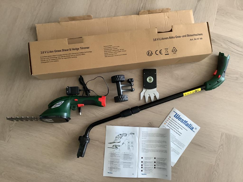 Westfalia grastrimmer en struik/haag trimmer snoeien op accu, Ophalen of Verzenden, Zo goed als nieuw, Accu