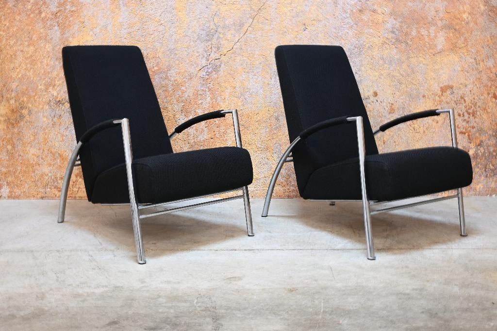 ZGANieuw 1 zwarte stoffen Harvink de Club design fauteuil, Harvink, Harvink, Leer, 75 tot 100 cm