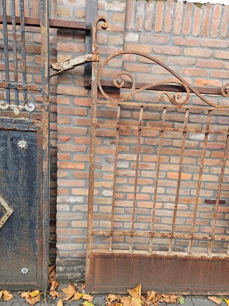 Prachtig zwaar antieke smeedijzeren dubbele poort, Tuin en Terras, Tuinhekken en Hekwerk, Ophalen, IJzer, Sierhekwerk