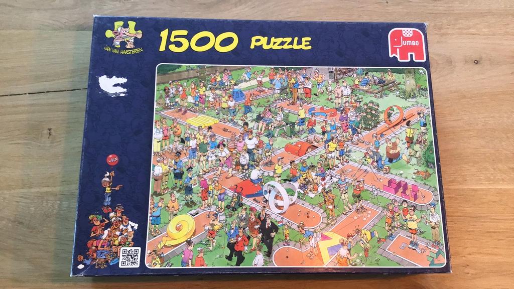 Jan van Haasteren, Minigolf, 1500 stukjes, Ophalen of Verzenden, 500 t/m 1500 stukjes, Zo goed als nieuw, Legpuzzel