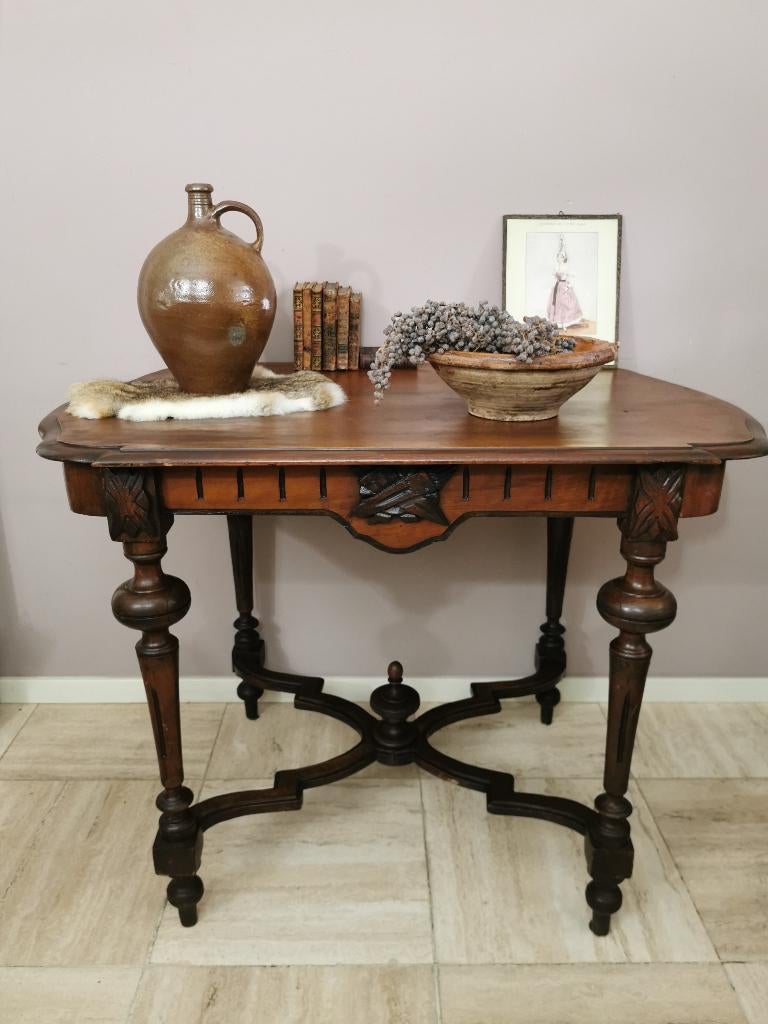 antieke 19e eeuwse tafel Frans oud houtsnijwerk Louis XVI, Ophalen