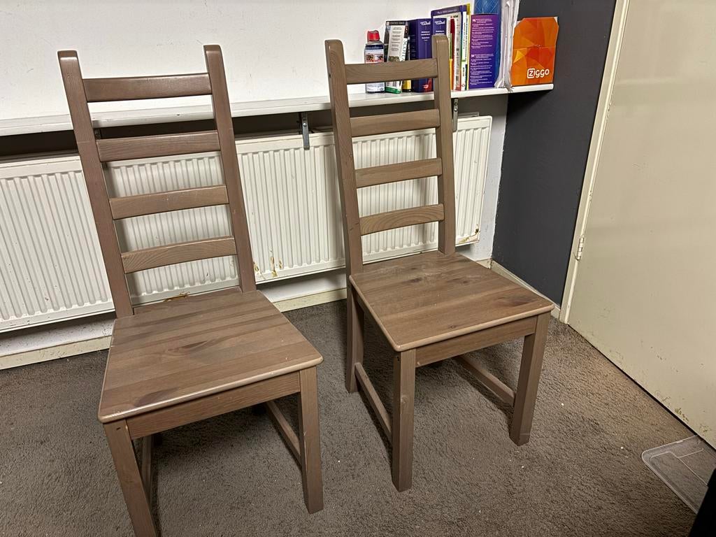 Twee IKEA stoelen Kaustby, Huis en Inrichting, Stoelen, Ophalen, Gebruikt, Twee, Bruin