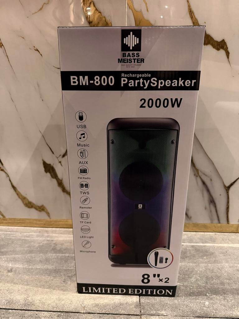 Bass Meister BM-800 Party Speaker 2000W, Audio, Tv en Foto, Luidsprekers, Overige typen, Nieuw, 120 watt of meer, Ophalen