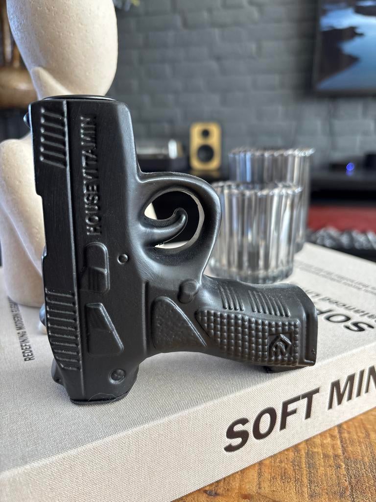 Unieke Kaarshouder in de vorm van een pistool - Dinner Kaars, Overige materialen, Zwart, Ophalen of Verzenden, Zo goed als nieuw