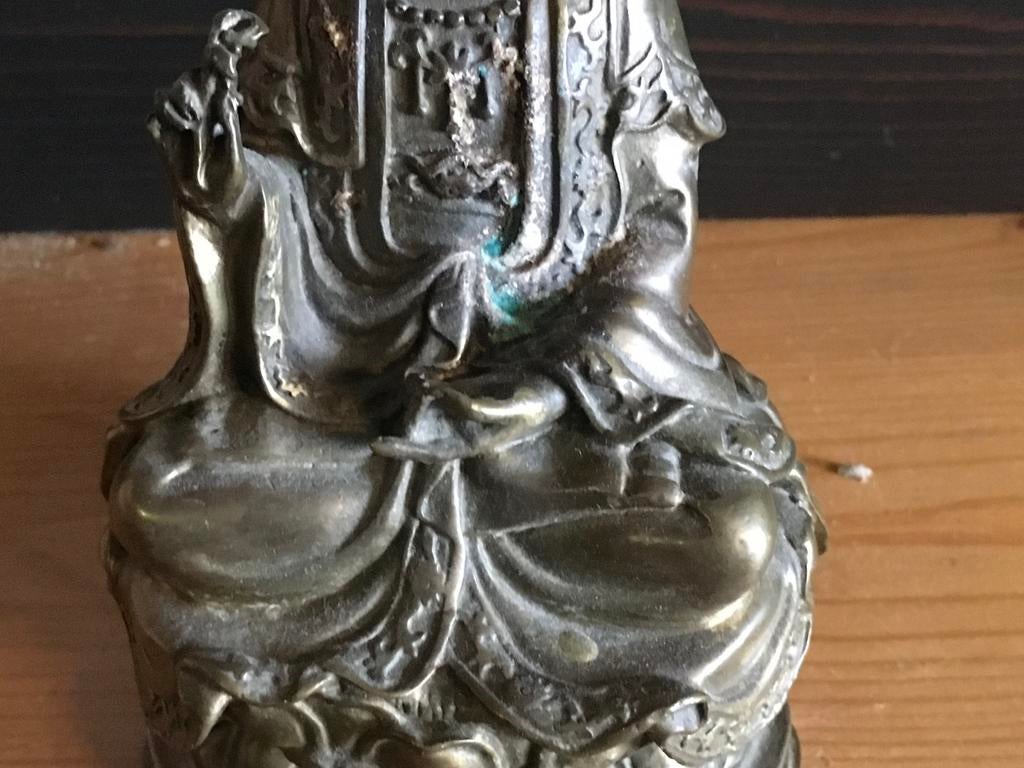 Bronzen Quan Yin Beeld - 17 cm hoog, Ophalen of Verzenden