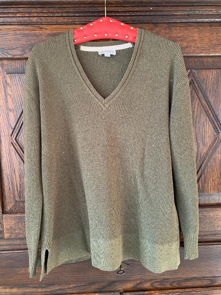 Groene trui V-hals splitjes, damestrui; Franco Callegari; XL, Ophalen of Verzenden, Zo goed als nieuw, Maat 46/48 (XL) of groter