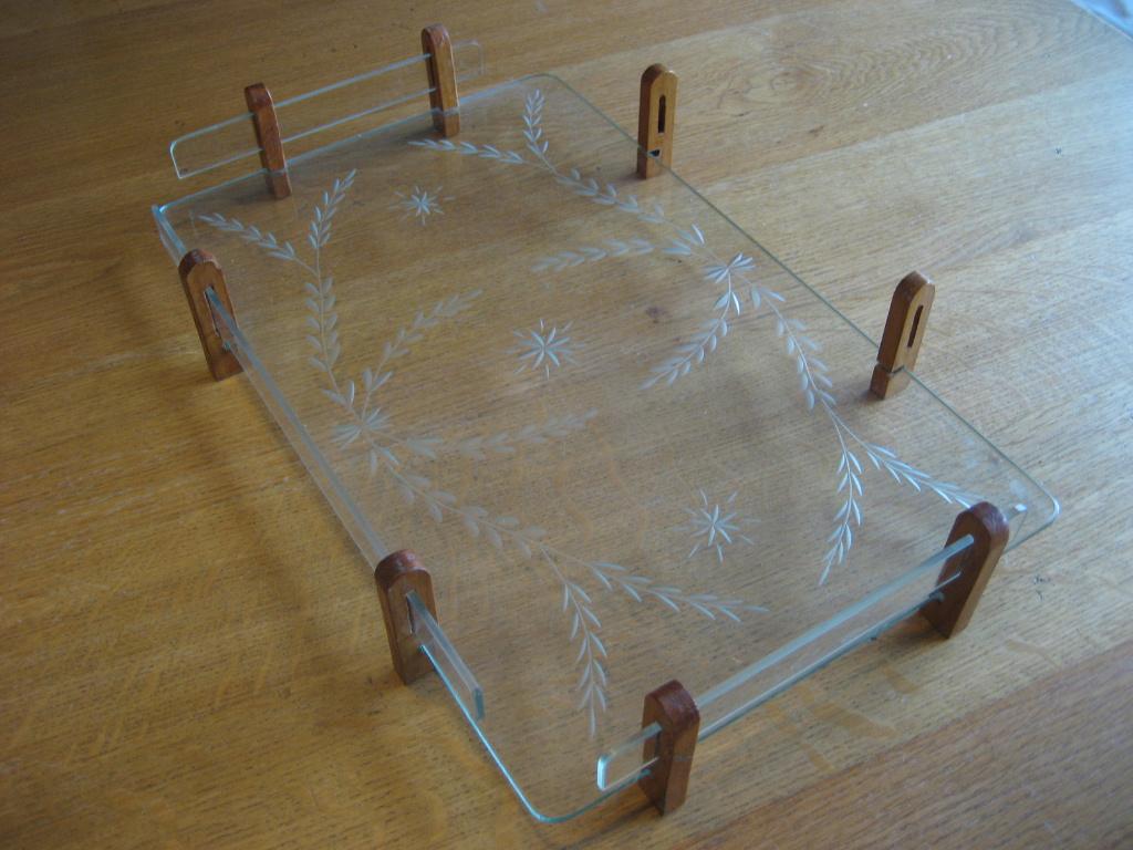 Antiek geslepen glazen dienblad., Ophalen of Verzenden