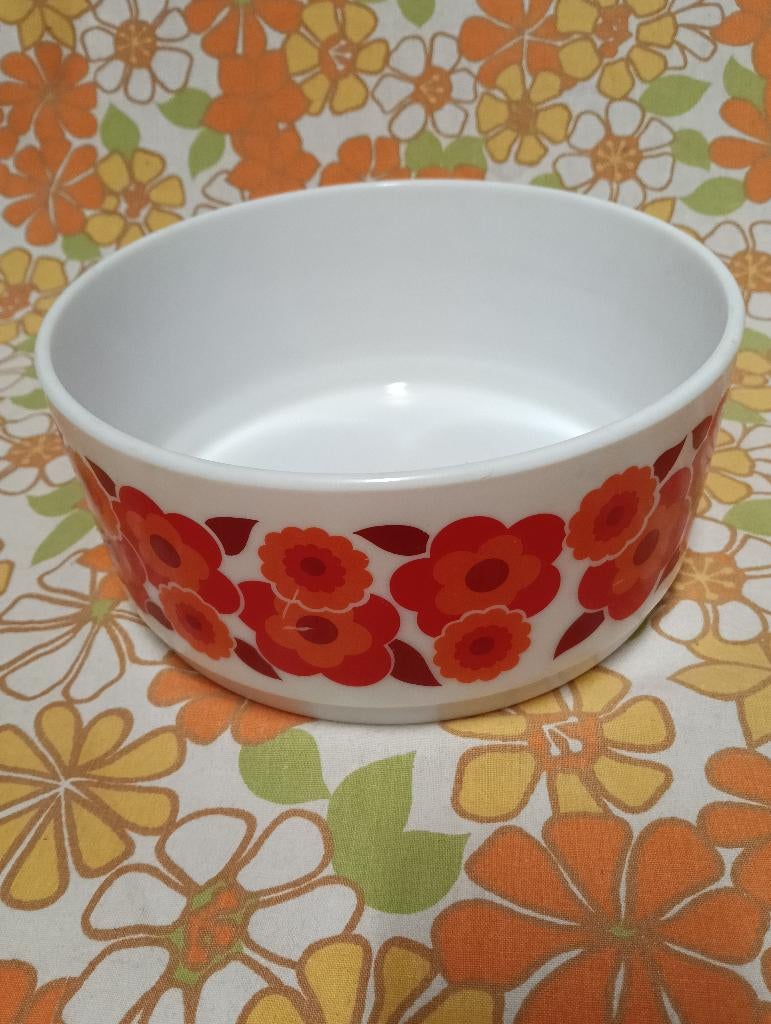 Vintage Arcopal Lotus XXL Schaal in oranje/rood, Verzenden, Huis en Inrichting