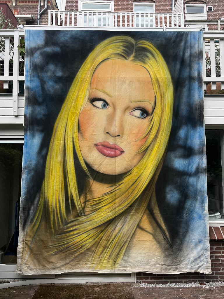 KAREN MULDER UNIEK Graffiti kunstwerk ROXY 90s supermodel, Ophalen of Verzenden