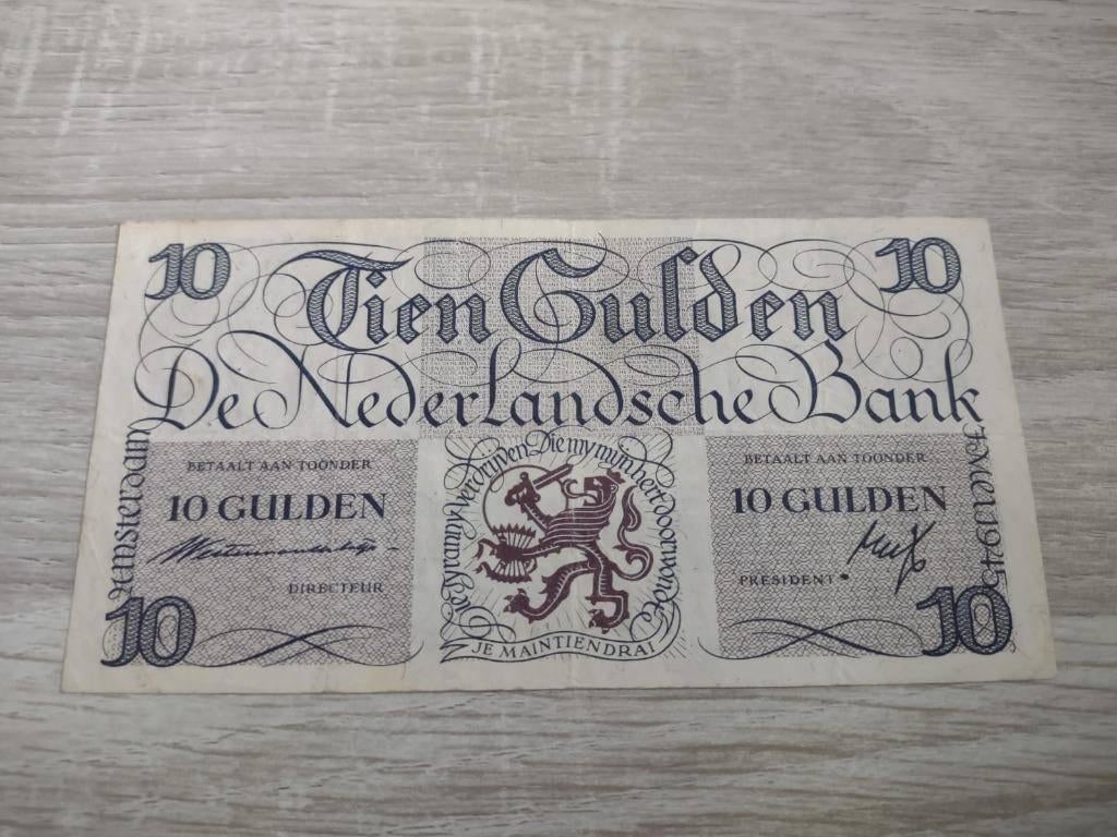 Mooi biljet 10 gulden geldzuivering Lieftinck na WOII, 1945, Postzegels en Munten, Bankbiljetten | Nederland, Ophalen of Verzenden