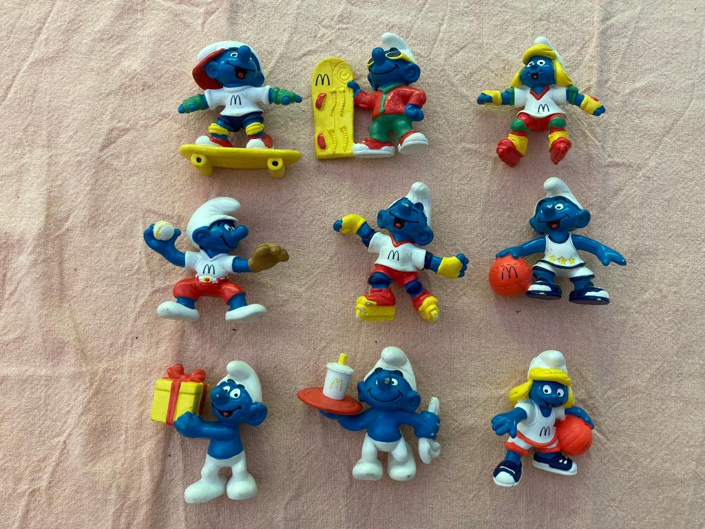 9 verschillende mcdonalds happy meal smurfen schleich peyo!, Verzamelen, Smurfen, Ophalen of Verzenden, Zo goed als nieuw, Verschillende Smurfen